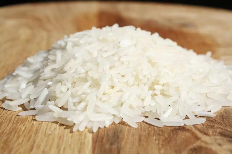 Pile of parboiled short-grain idli rice
